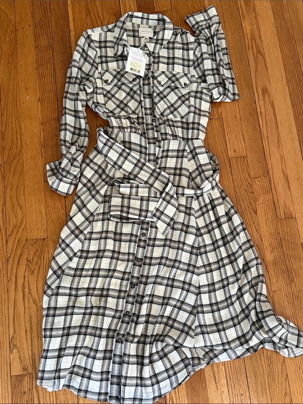 NWT Sezane Lauretta Dress, Casablanca Plaid, Size 4 - 36 Thanksgiving